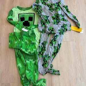 Minecraft Green and Gray Creeper Pajama Set youth 8